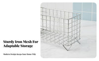 Mesh Basket with Wooden Handles Rust-Resistant Wire Container for Women, Parents