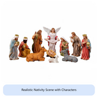 Christmas Nativity Scene Figurine Set Tabletop Display Holiday Decoration Small Size Vivid Details for Families, Mantel, Bedroom