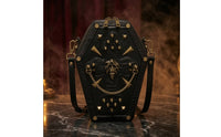 Crossbody Bag with Shoulder Strap Punk Gothic Purse with Skull Eye-Catching Casket Bag for Concerts