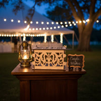 Rustic Wedding Card Box Vintage Design Wooden Card Box Reception Gift Holder Sturdy and Long-Lasting Party Decoration Hinged Lid
