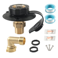 Threaded RV City Water Inlet with Check Valve Brass RV Water Inlet with Check Valve Easy to Install Heavy-Duty for Recreational Vehicle Trailer