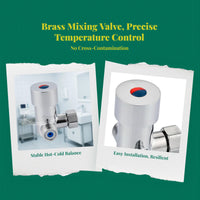 Brass mixing valve, temp control, 1/2"