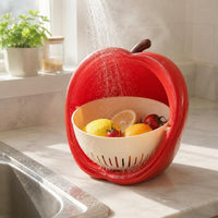 Apple Shaped Fruit Basket Easy to Clean Double Layer Drain Basket Nesting Design