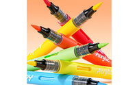 12 Pieces Carrying Handle Direct-Liquid Acrylic Markers Color Card Soft-Tip Acrylic Markers Bright Colors Paint Pen Set Organized Storage