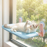Window Cat Bed with Strong Suction Cup Frame, Rope Net Cat Hammock, Indoor Viewing Station and Perch for Large Cats
