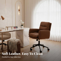 Scalloped Back Vanity Chair Vintage Inspired Upholstered Armchair Curved Backrest Sturdy Metal Legs for Reception Area, Bedroom
