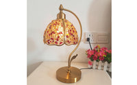Vintage-Inspired Petal Shade Table Lamp Decorative Arched Stem Table Lamp Gold-Toned Ambient for Bedroom, Reading Nook, Study