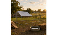Walkfull-Access Hen House Waterproof Cover Metal Chicken Coop Heavy-Duty Roofed Fowl Pen