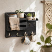 Key and Mail Holder Space Saving Wall Shelf with Hooks Easy to Install
