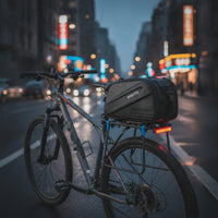Aluminum Alloy Rear Bike Rack with Bag Round Bike Cargo Rack with Bag Sturdy Rear Cargo Carrier Heavy Duty for Commuting