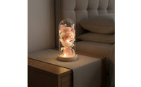 Romantic Gift Blossom Arrangement Glass Dome Long-Lasting Blossom Glass Dome Lamp Hand-Assembled Lighted Flower Cloche Dustproof Cover for Mom
