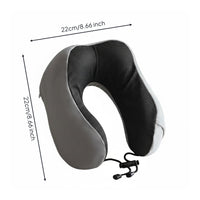 Soft Cover Memory Foam Neck Pillow Textured Panel U-Shaped Neck Pillow Drawstring Cord