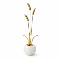 Brass Ornament with Golden Jadeite Tone Sculpture with Stone Base Contemporary Luxury for Entryway