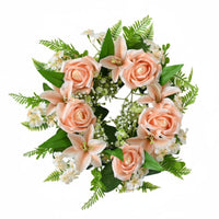 Artificial Rose and Lily Wreath Spring/Summer Floral Wreath Elegant Design Faux Flower Table Garland for Party