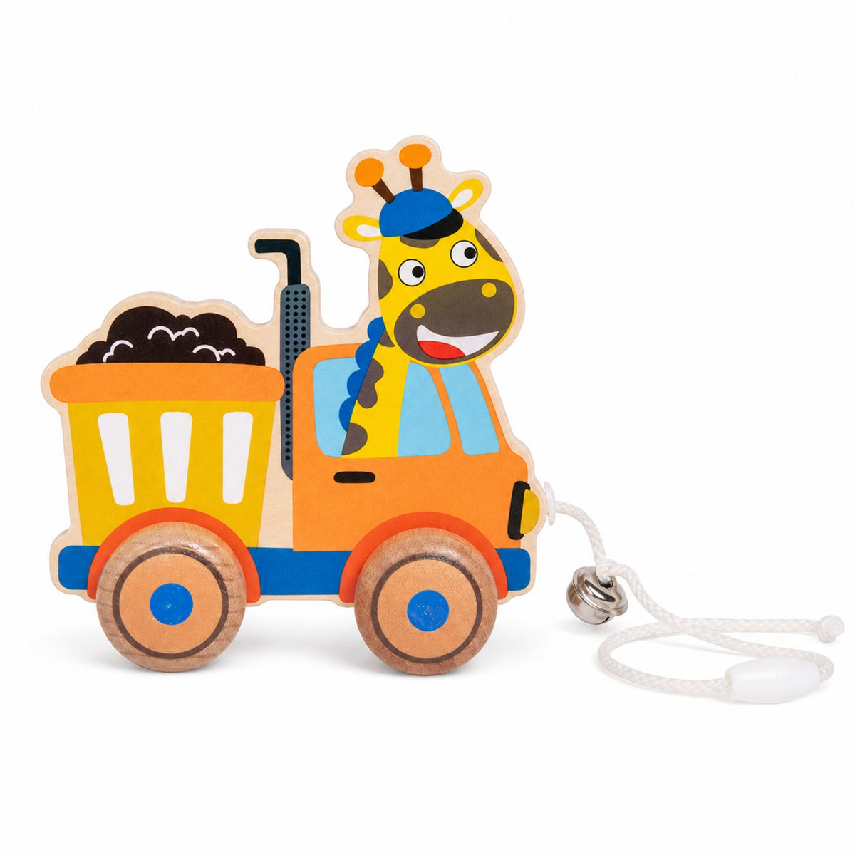 Wooden Toy Car Toddler Pull Along Toy Motor Skill Development Coordination Pretend Play Four Wheels Wooden Pull-Along Car for Early Learning