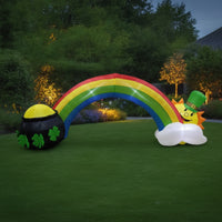 Giant Inflatable Arch with Leprechaun Outdoor Inflatable Rainbow Arch Inflatable Rainbow Archway Lighted for Homeowners, Garden