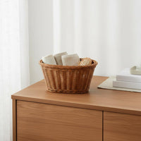 Rattan Design Basket Decorative Home Organization Lightweight for Bedroom