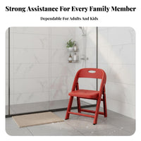 Fold-up Shower Stool Foldable Folding Backrest Chair Drainage Holes for Bedroom