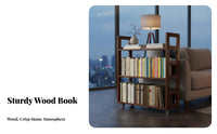 Multi-Tier Mobile Book Organizer Double-Sided Use Mobile Book Cart 360° Rotating Wheels Space-Saving Design for Playroom