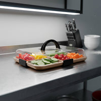 Lidded Bamboo Meat and Cheese Board Easy to Carry Reversible Compartment Food Platter Handled Portable Serving Tray