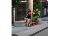 Long Hair Miniature Female Figurine Slim Body Standing Figurine Collection Item