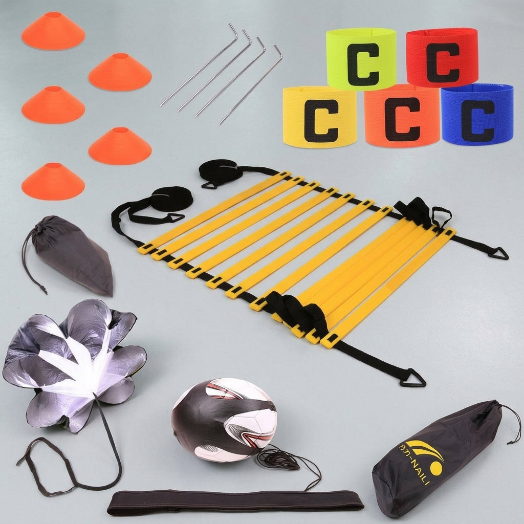 Training Ladder 6m 12 Steps Soccer Training Set Agility Explosive Power Improvement PE-made Triangular Cone With Marker Cones