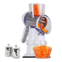 Effort Saving Rotary Vegetable Cutter Saves Time Multifunctional Drum Grater 3 Interchangeable Hand Crank Food Chopper Safe to Use for Meal Prep, Salad Making