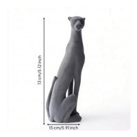 Leopard Figurine Flocked Leopard Statue Velvet-Textured Ornament for Decorators, Shelf