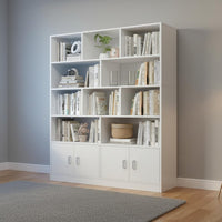Tall Storage Cabinet with Doors Sturdy Duty Floor Standing Storage Organizer Multi-Tier Display Shelf Stable Design Household