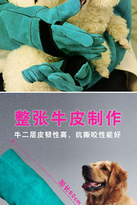 [开票]牛皮手套训练动物宠物喂食防咬伤长款防护宠物防撕咬手套