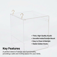 Bird Bath Box with Hooks, Transparent Acrylic Bird Bath Tub for Cage, Parrot Bath Box for Pet Bathin - Image 8