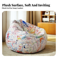 Graffiti Print Pouch Seat Creative Doodle Pattern Oversized Soft Seat Chair Multi-Functional Design Supportive Foam Filling