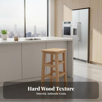 Four-Legged Wooden Stool Space-Saving Unadorned Wooden Seat Easy to Clean