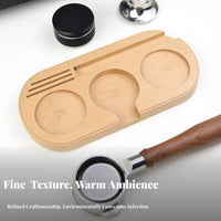 Universal Fit Wooden Espresso Tamping Station Hand Polished Coffee Tamper Holder Base Food-Grade Finish for Home Baristas, Kitchen Counter