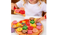 Early Learning Wooden Cutting Pizza Set Cognitive Training Pretend Play Pizza Set Hand-Eye Coordination for Toddlers, Playroom, Kindergarten