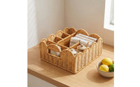 Woven Basket with Dividers Divided Storage Basket Versatile for Kitchen