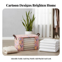 Foldable textile container with view panel Portable Handles Stackable view paneled container