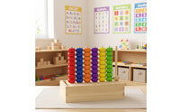 Child-Led Wooden Peg Board with Beads Fine Motor Wooden Peg Board Bead Game Hand-Eye Coordination Educational for Toddlers, Preschoolers, Preschool, Homeschool, Playroom