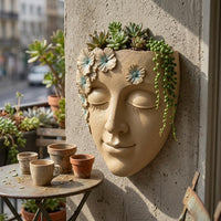 Wall Mounted Face Planter Sculpted Floral Face Planter Textured