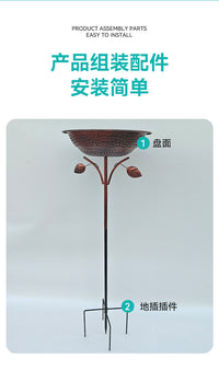 European Iron Bird Bath for Outdoor Garden Decoration