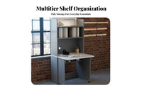 Folding Desk with Shelves Foldable Design Computer Table Multi-Function No Assembly Required for Students, Dorm Room, Bedroom