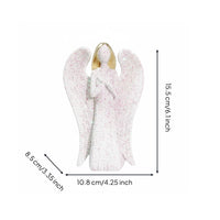 Glittering Angel Statue Freestanding Beaded Angel Figurine Handmade House Decoration for Living Room, Office