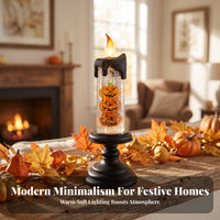 Spooky Halloween Candle | Dripping beeswax Look, Flame Shaped Tip, LED Candle with Glitter, for Mantel