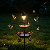 Wrought Iron Bird Feeder and Bird Bath Garden Stake