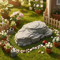 Layered Design Miniature Rock Stepped Edges Stacked Stone Prop Carved Texture Miniature Rock Stones Gray Finish for Small-Scale Scene