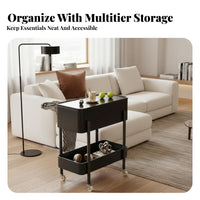 2-Tier Rolling Storage Trolley On Wheels Nightstand Multifunctional for Students