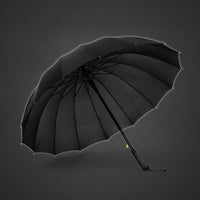 Waterproof Umbrella with 16 Ribs Classic Business Umbrella Sturdy Heavy Duty for Businessmen