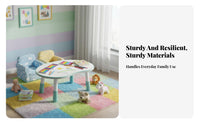 Peanut Table and Bunny Chair Set Height-Adjustable for Study Room, Preschoolers
