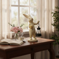 Rabbit Statue with Solar Lantern Long-Lasting Rabbit Statue with Lantern Vintage