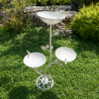 Cast Iron Bird Feeder Bird Bath 3-Tier Tray Pole Mount Wild Bird Feeder Outdoor Garden Decoration